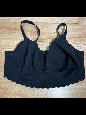 Aerie SMOOTHEZ Demi Bra 34D Navy Blue Lightly Lined Scalloped